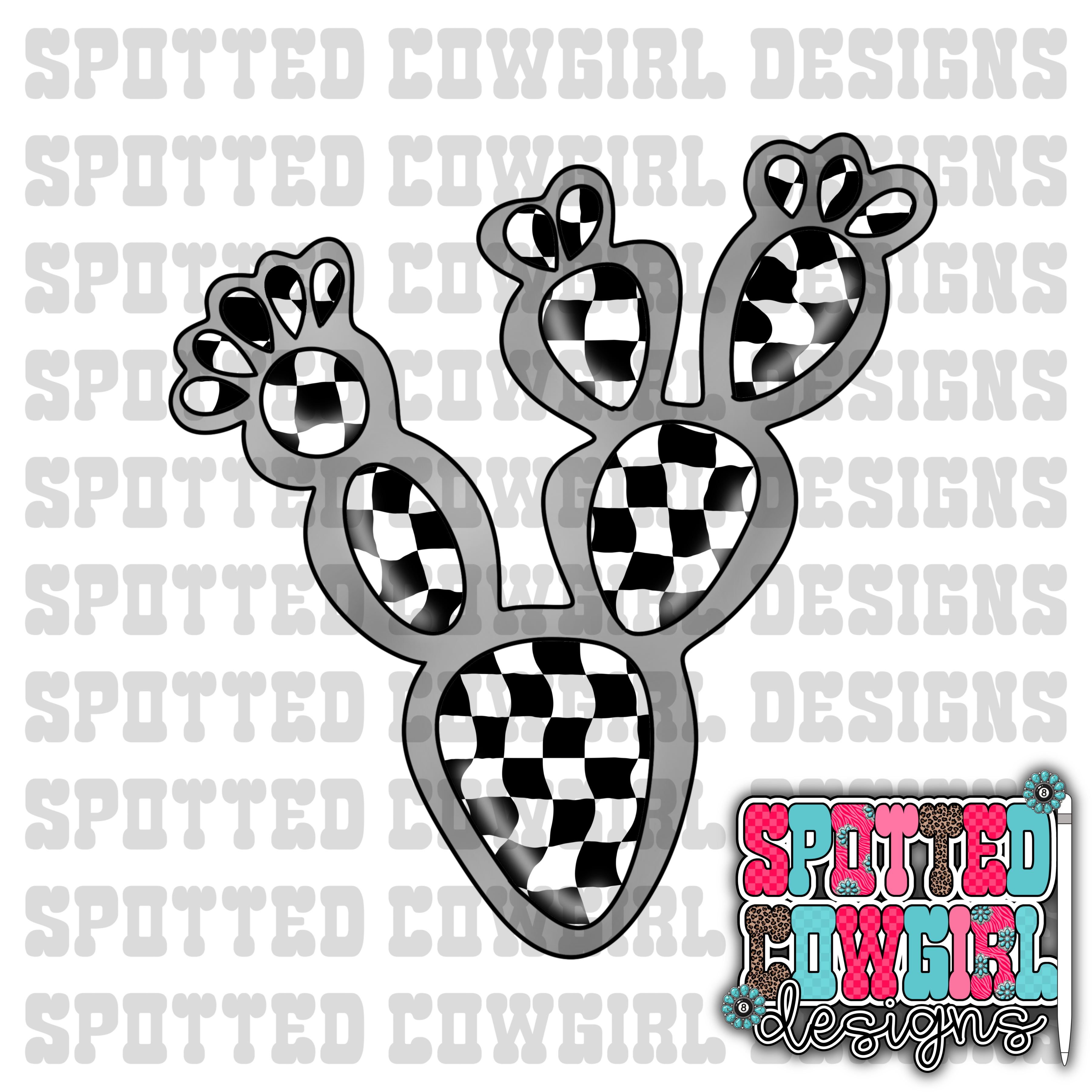 checkered Stone Prickly Pear CLIPART
