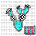 Turquoise and checkered Stone Prickly Pear CLIPART