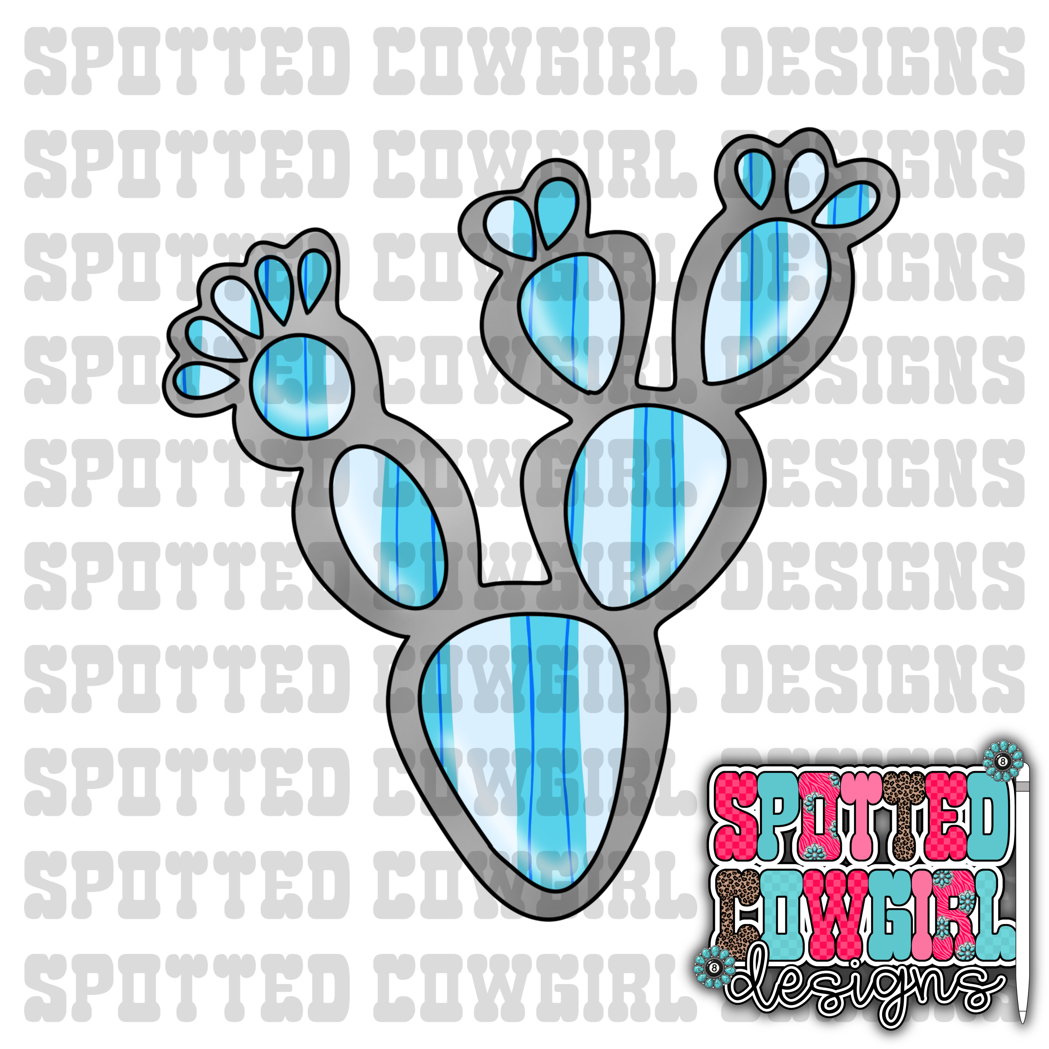 Blue Stripes Stone Prickly Pear CLIPARt