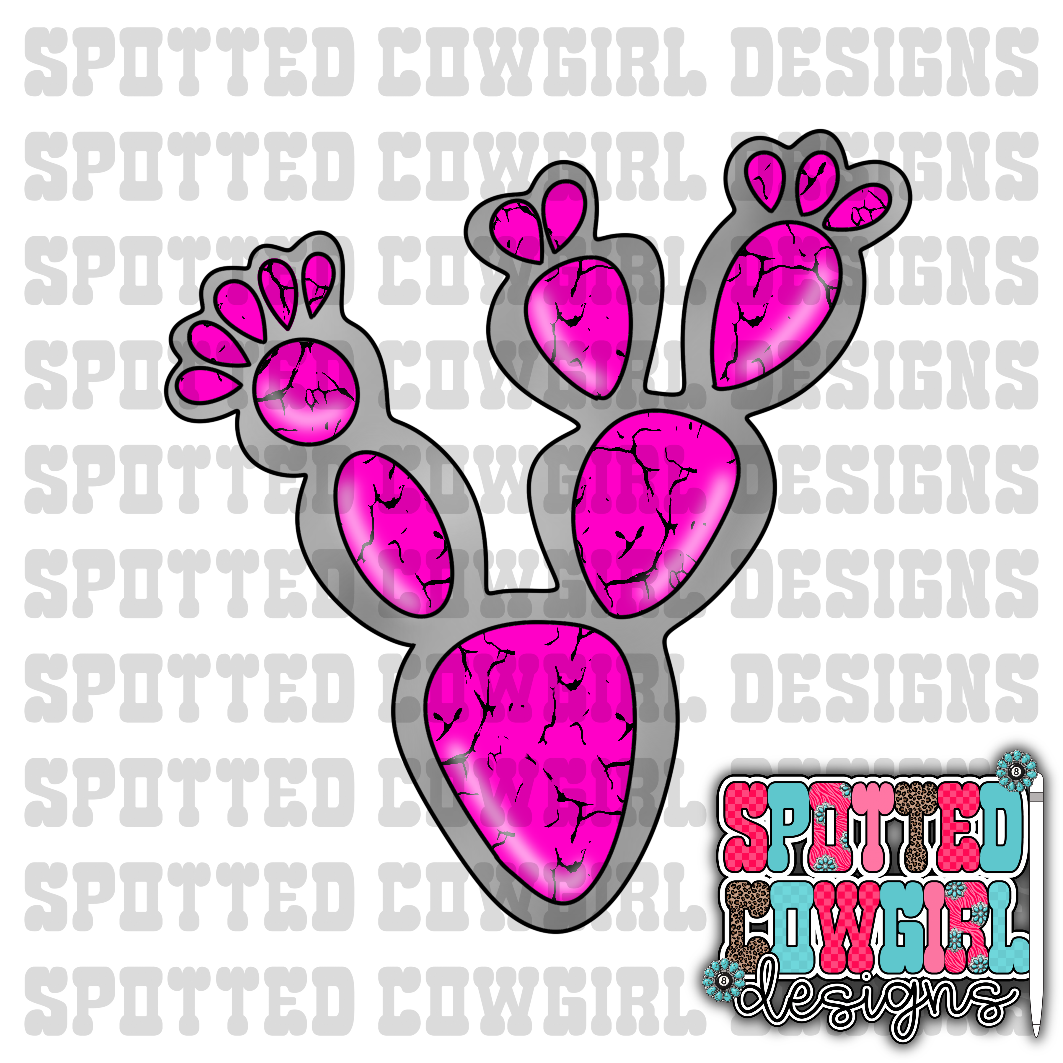Pink Stone Prickly Pear CLIPART